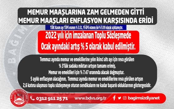 MEMUR MAAŞLARI ERİMEYE DEVAM EDİYOR.