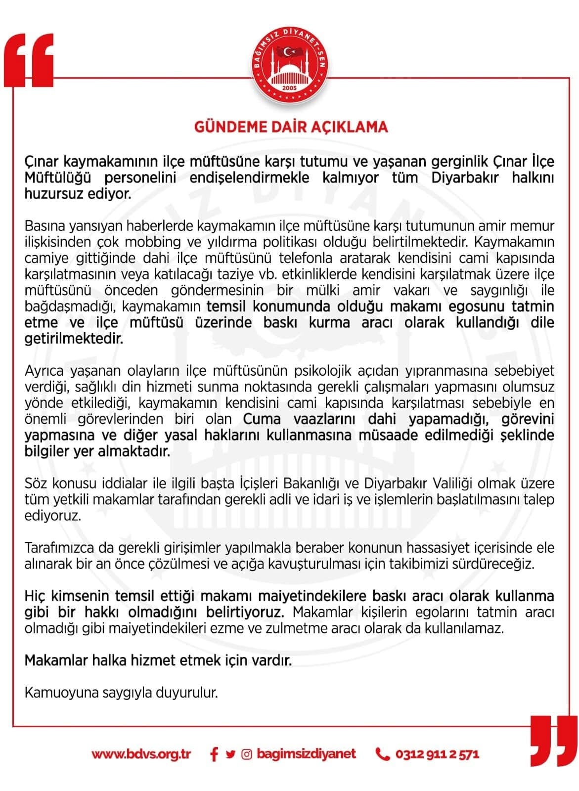 Gündeme Dair Açıklama 1