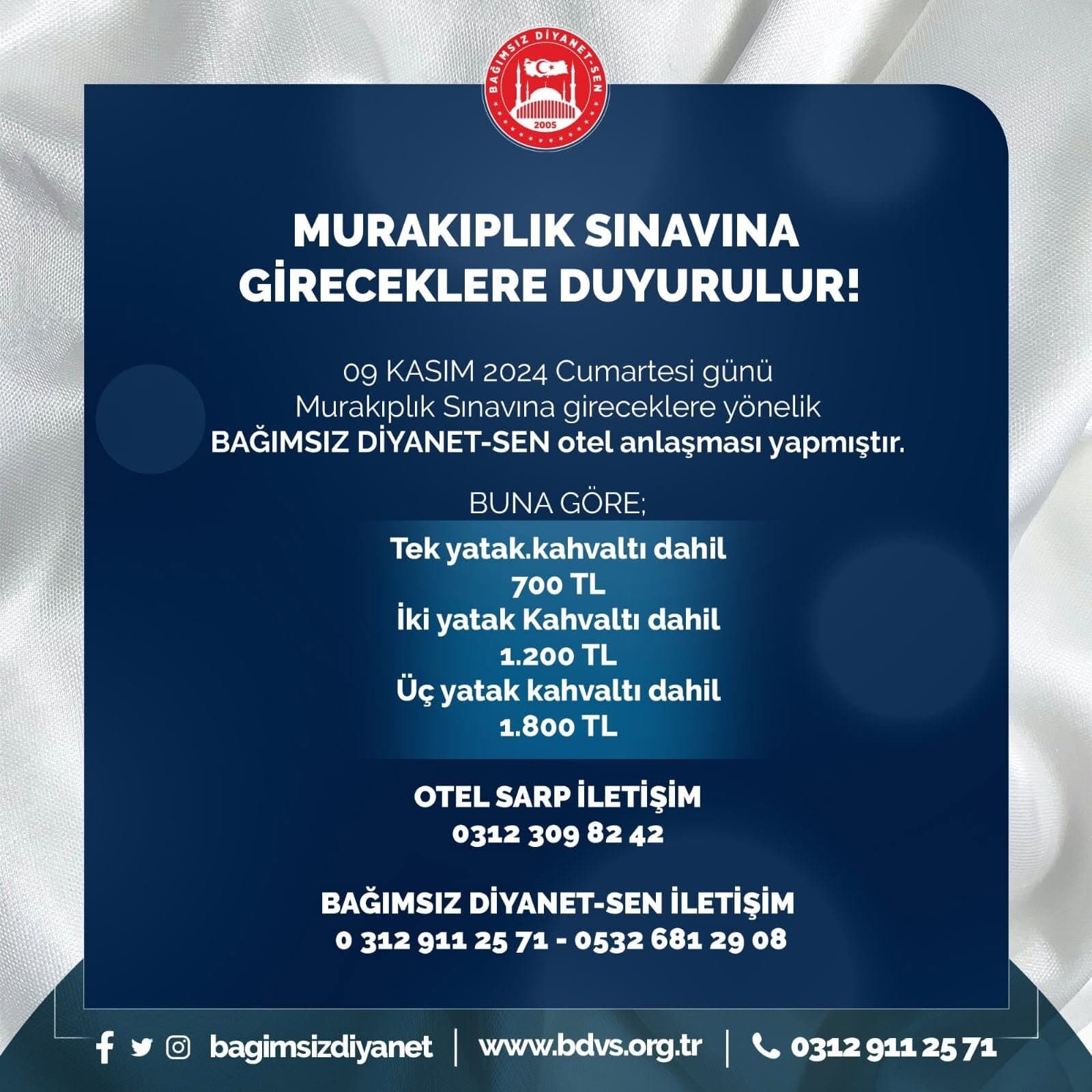 Murakıplık Sınavına Gireceklere Otel Anlaşması 1