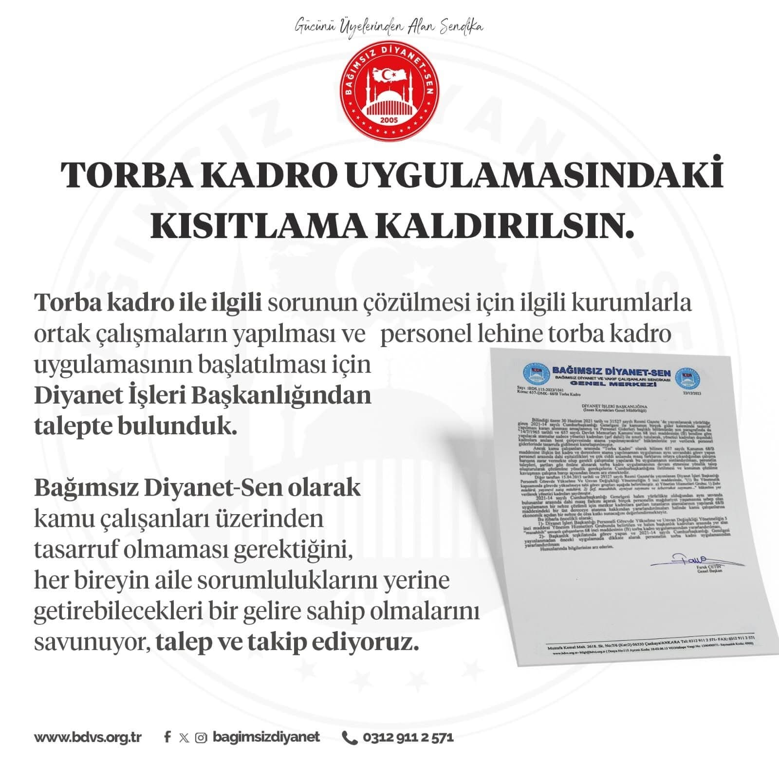 Torba Kadro Uygulamasındaki Kısıtlama Kaldırılsın 1