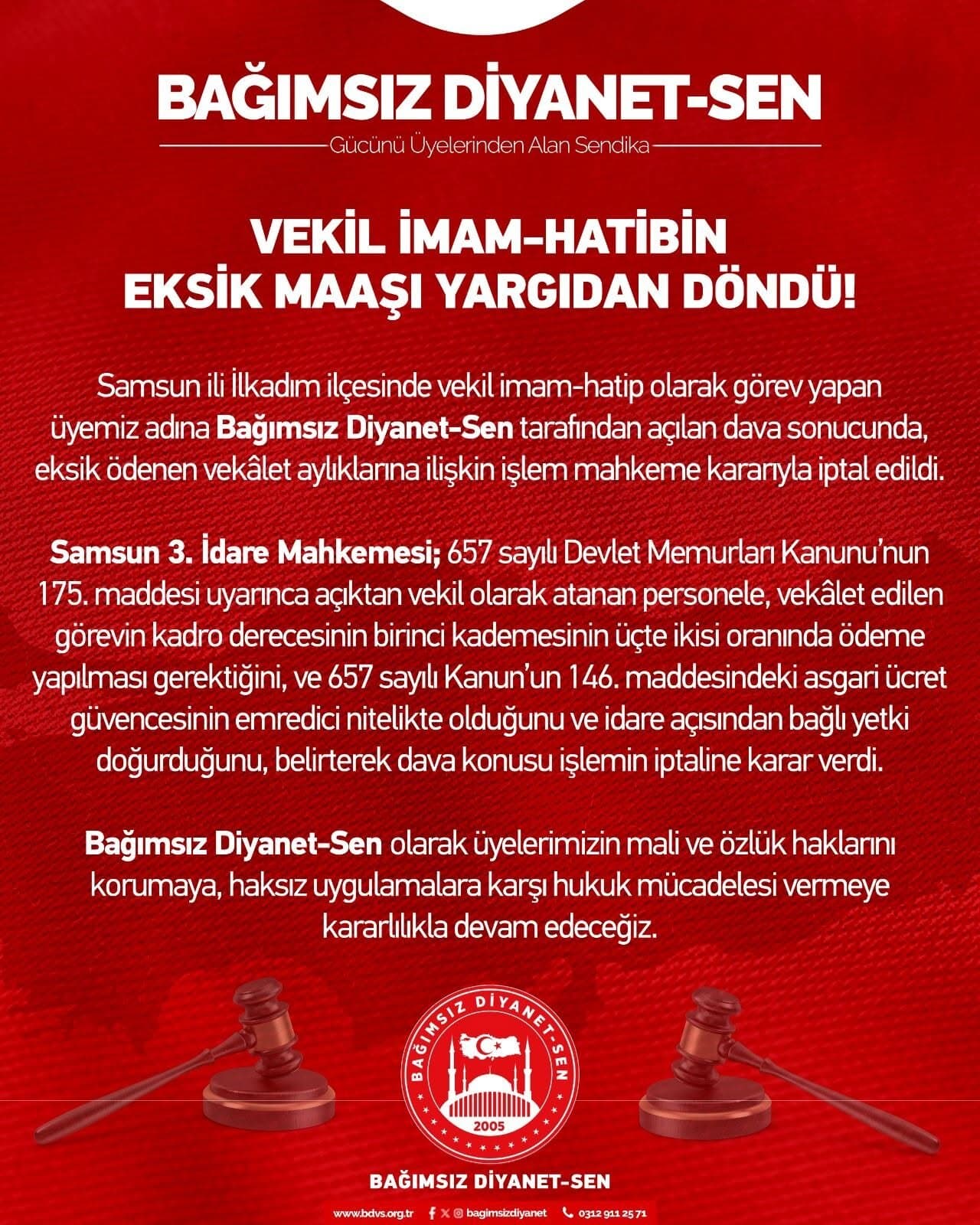 Vekil İmam-Hatibin Eksik Maaşı Yargıdan Döndü! 1