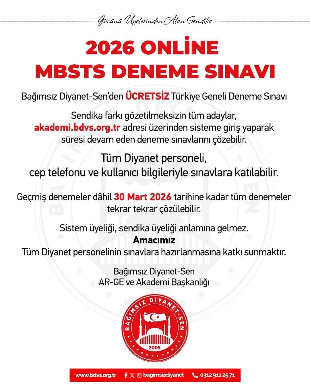 2026 Online MBSTS Deneme Sınavı