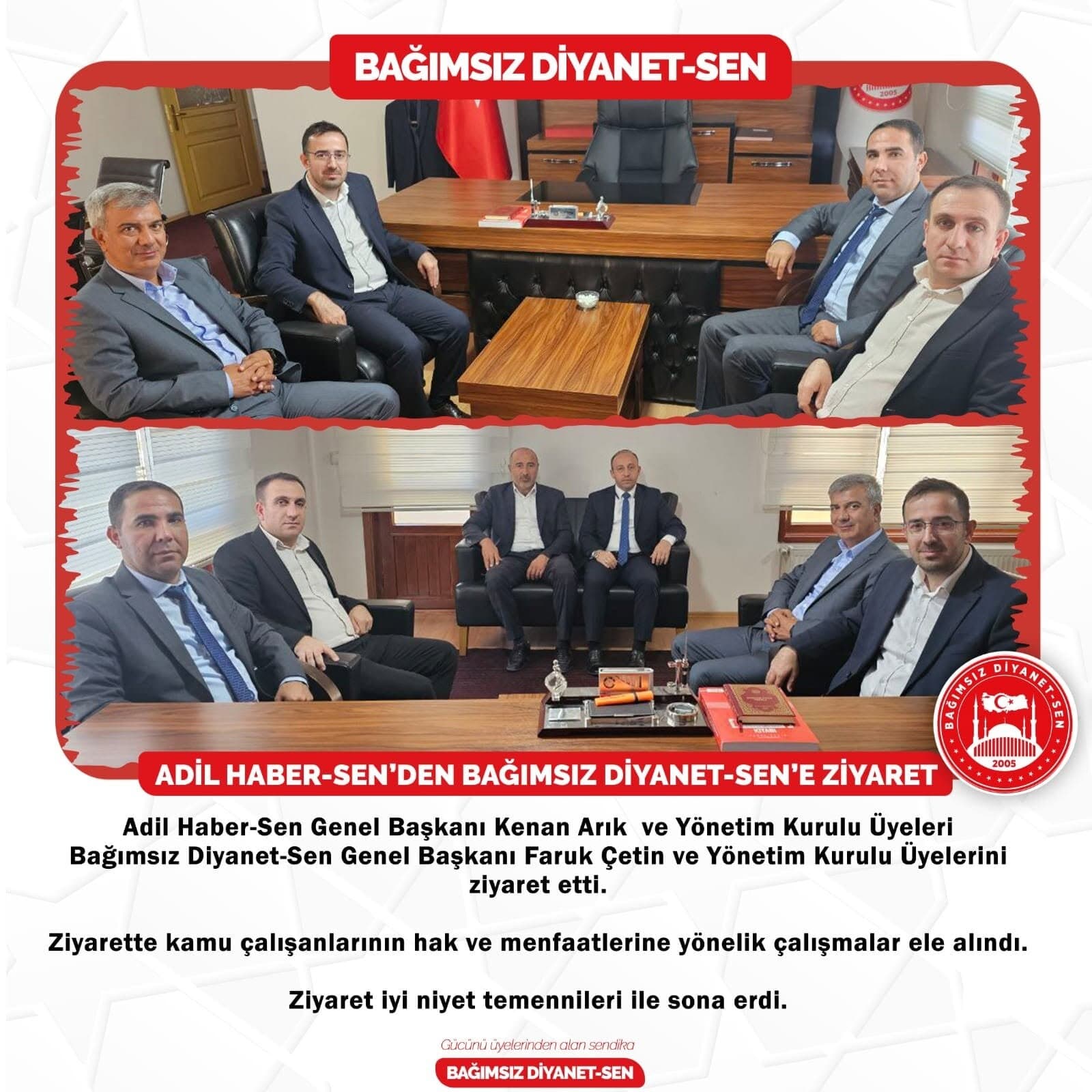 Adil Haber-Sen'den Bağımsız Diyanet-Sen'e Ziyaret