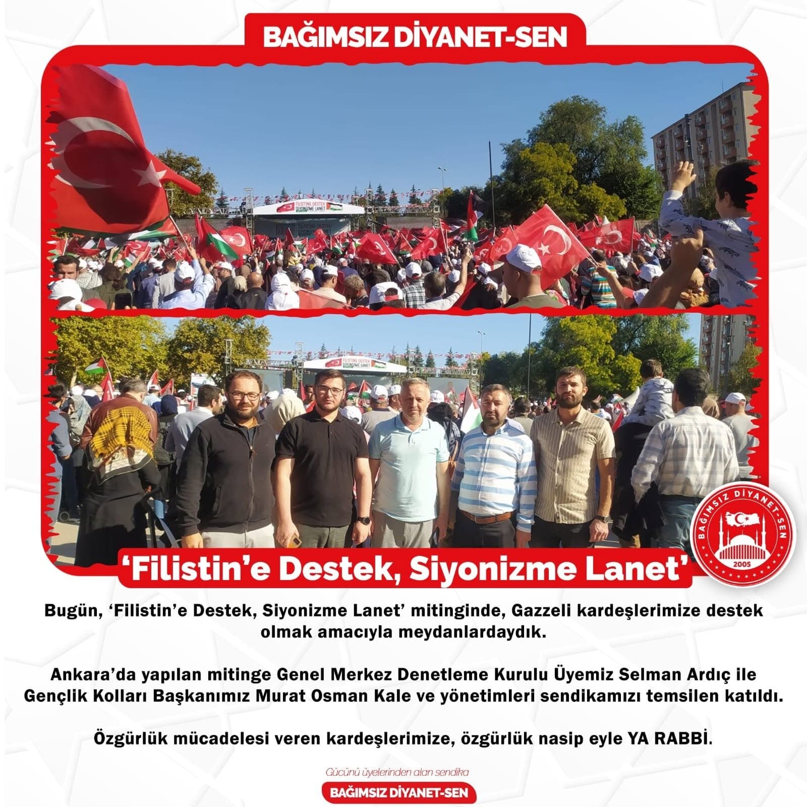 Ankara'daki Filistin'e Destek Mitingindeydik