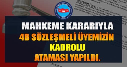 Bağımsız Diyanet Sen üyesi 4/B sözleşmeli personelin kadro ataması yapıldı.