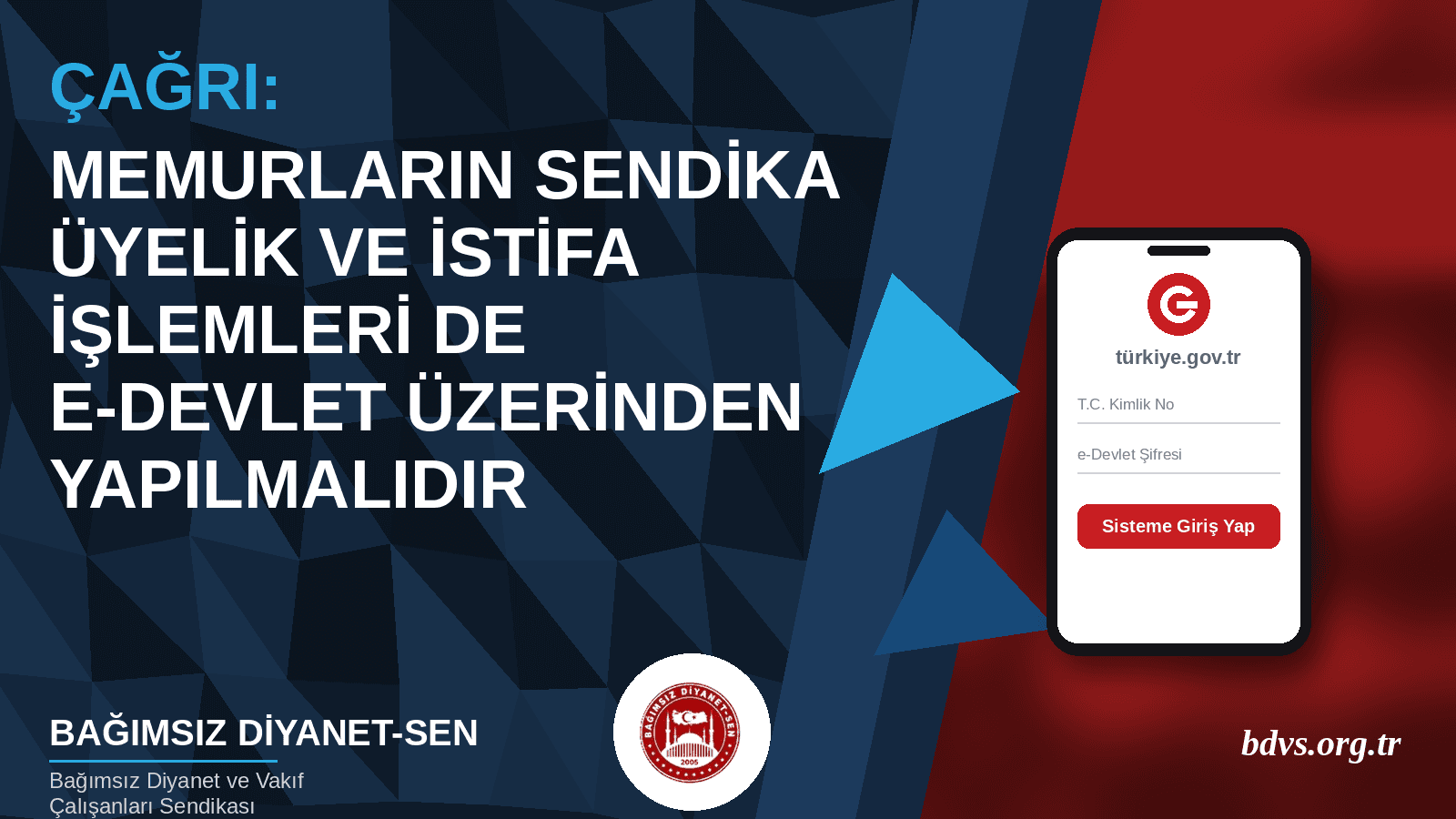 Bağımsız Diyanet-Sen'den Çağrı: Memurların Sendika Üyelik ve İstifa İşlemleri de E-Devlet Üzerinden Yapılmalı