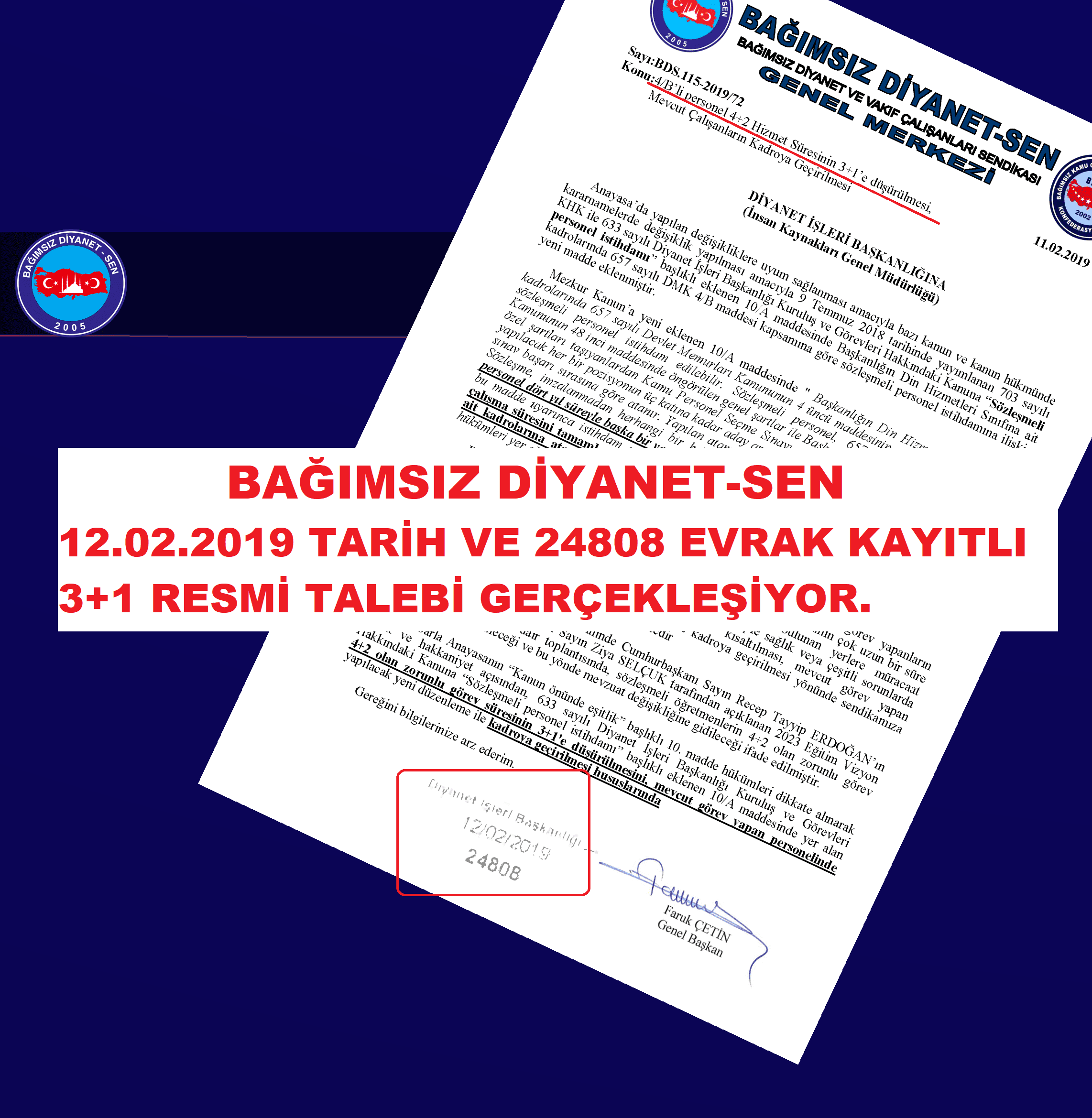 Bağımsız Diyanet Sen'in 3+1 Resmi Talebi Gerçekleşiyor.