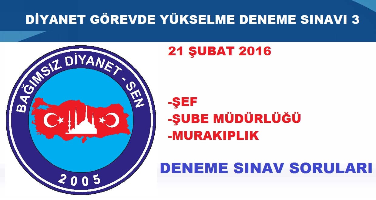 Diyanet Görevde Yükselme Deneme Sınav Soruları 3