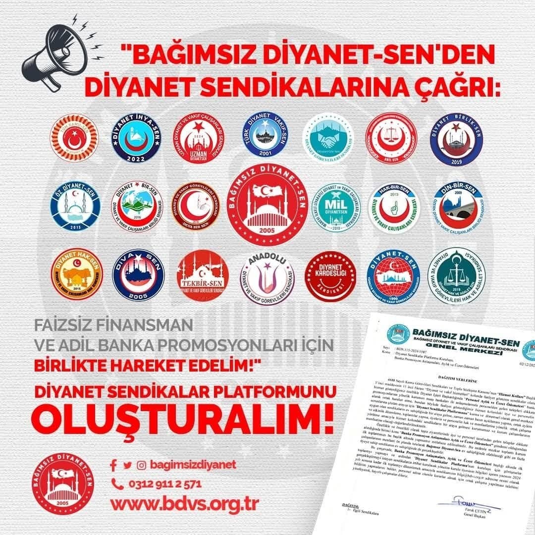 Diyanet Sendikalarına Çağrı: Faizsiz Finansman ve Adil Promosyon İçin Birlikte Hareket Edelim