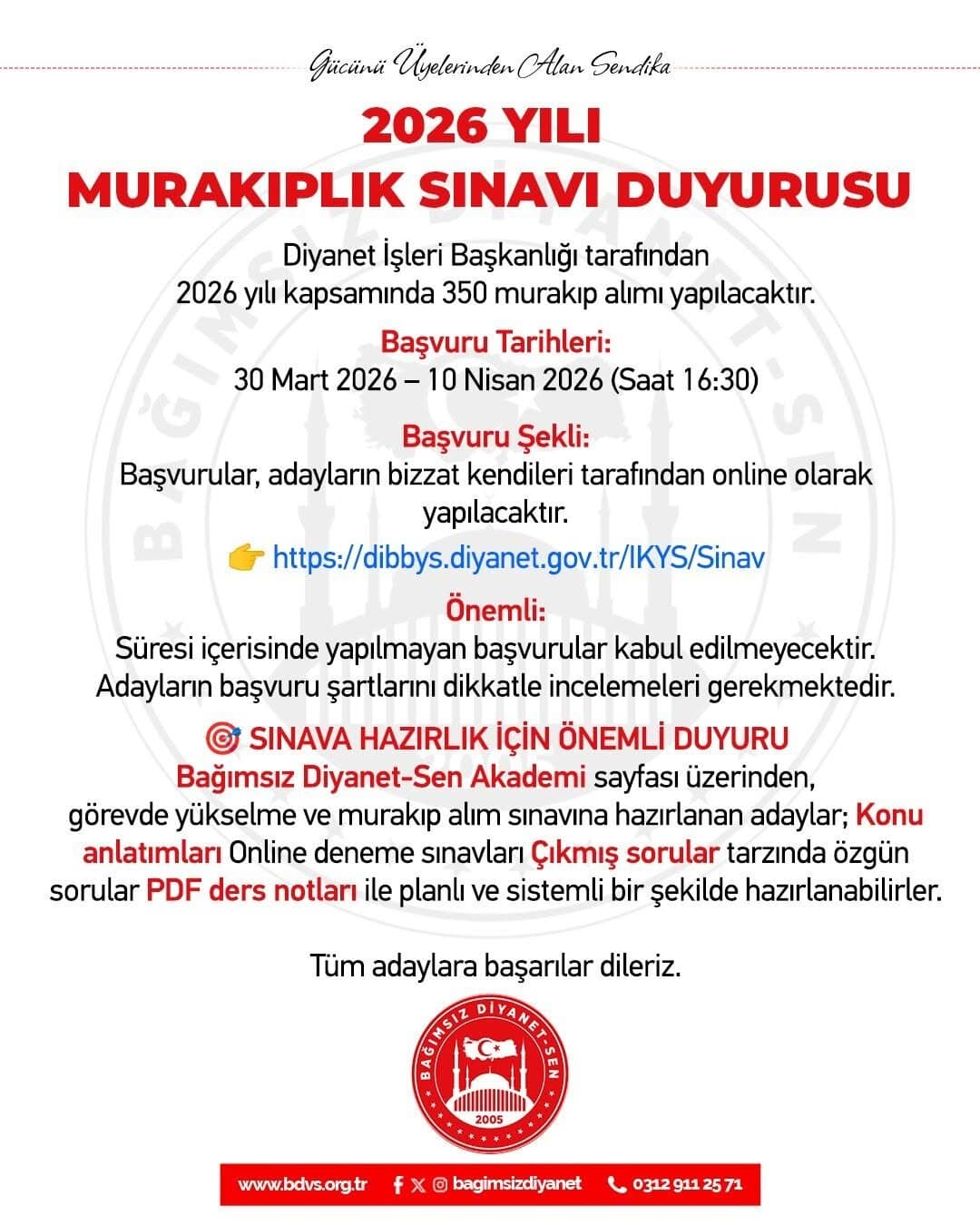 Diyanet Taşra Teşkilatında Murakıp Kadroları İçin Sınav Yapılacak