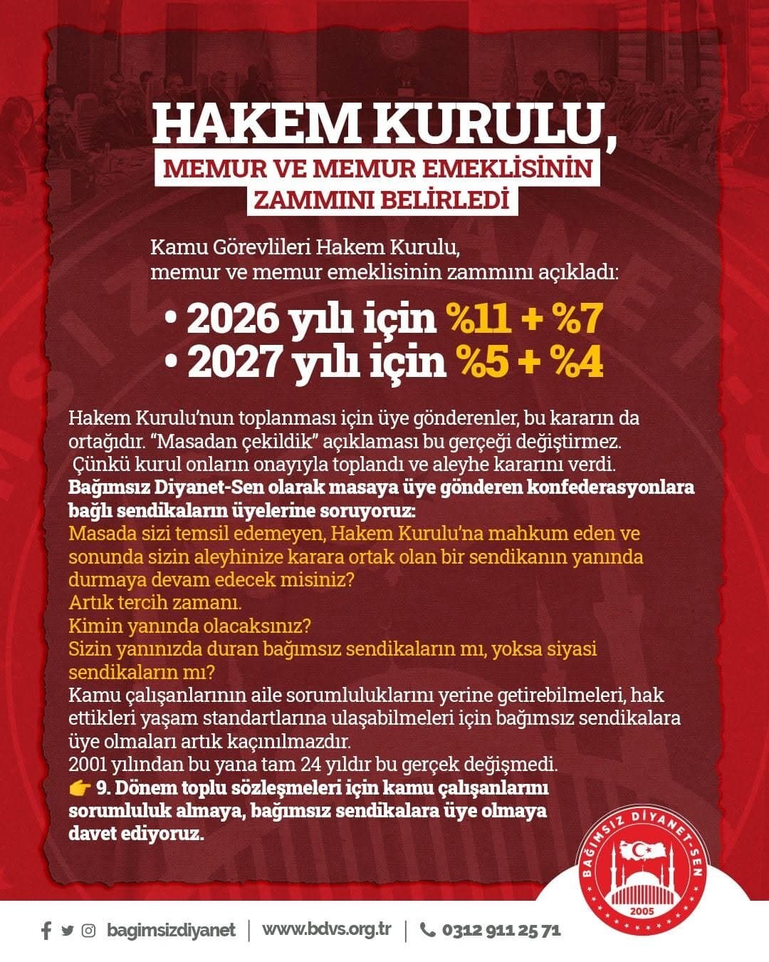 Hakem Kurulu, memur ve memur emeklisinin zammını belirledi