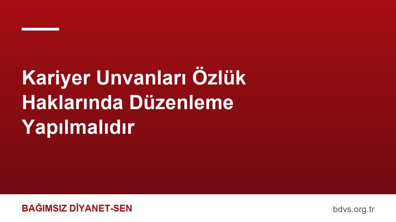 Kariyer Unvanları Özlük Haklarında Düzenleme Yapılmalıdır