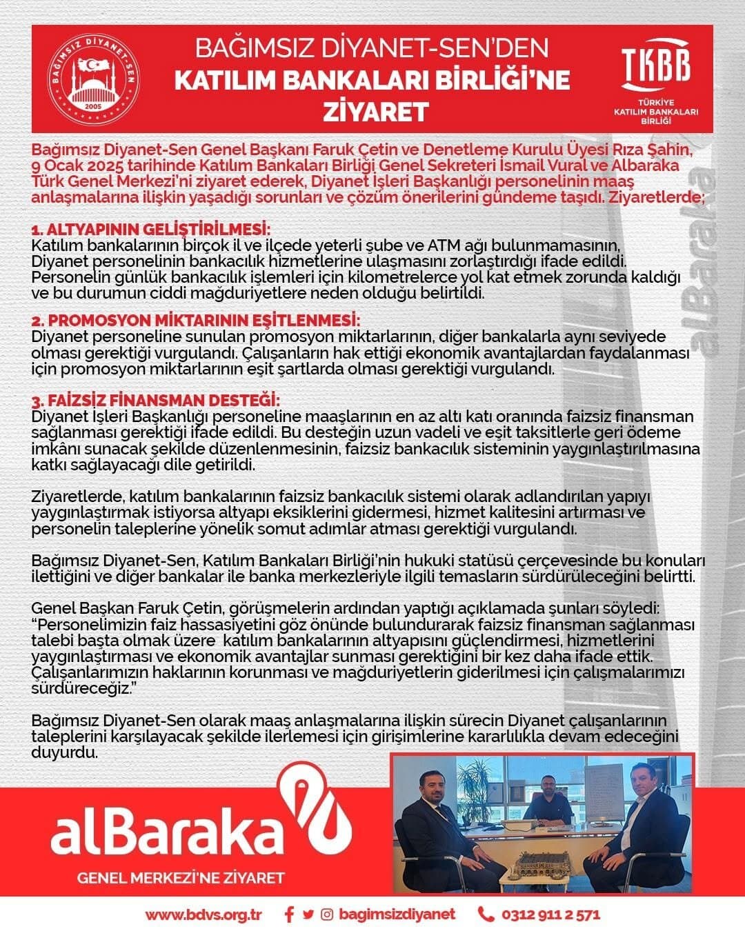 Katılım Bankaları Birliği ve Albaraka Türk Genel Merkezi'ne Ziyaret