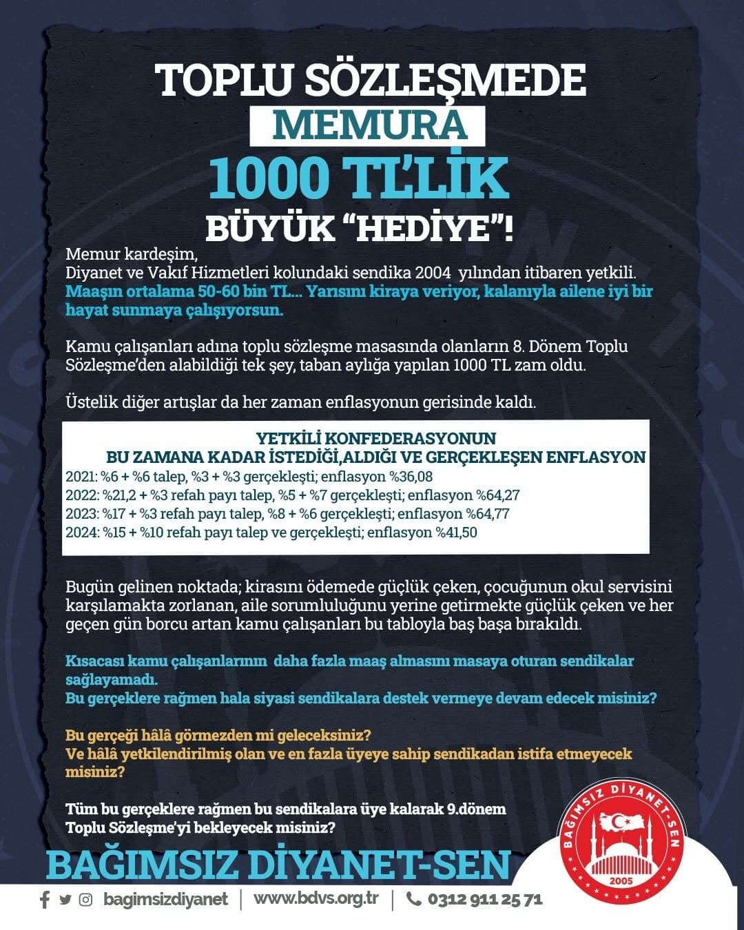 Toplu Sözleşmede Memura 1000 Tl’lik Hediye
